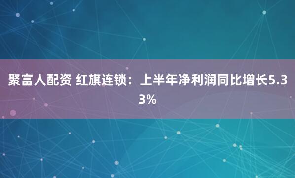 聚富人配资 红旗连锁：上半年净利润同比增长5.33%